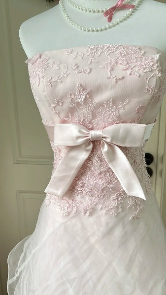 A-Linien-Abendkleid, schlicht, trägerlos, lang, pink, festliches Partykleid für Damen, Modell RC0508