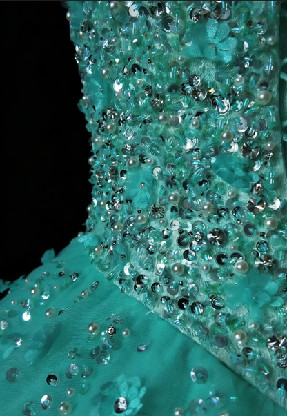 Sweet 16 Dress Blue One Shoulder Tulle Ball Gown With Beading Sweet Sixteen Dress RB9939