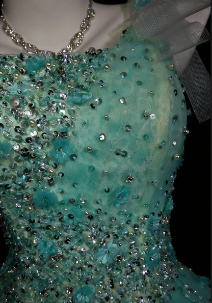 Sweet 16 Dress Blue One Shoulder Tulle Ball Gown With Beading Sweet Sixteen Dress RB9939