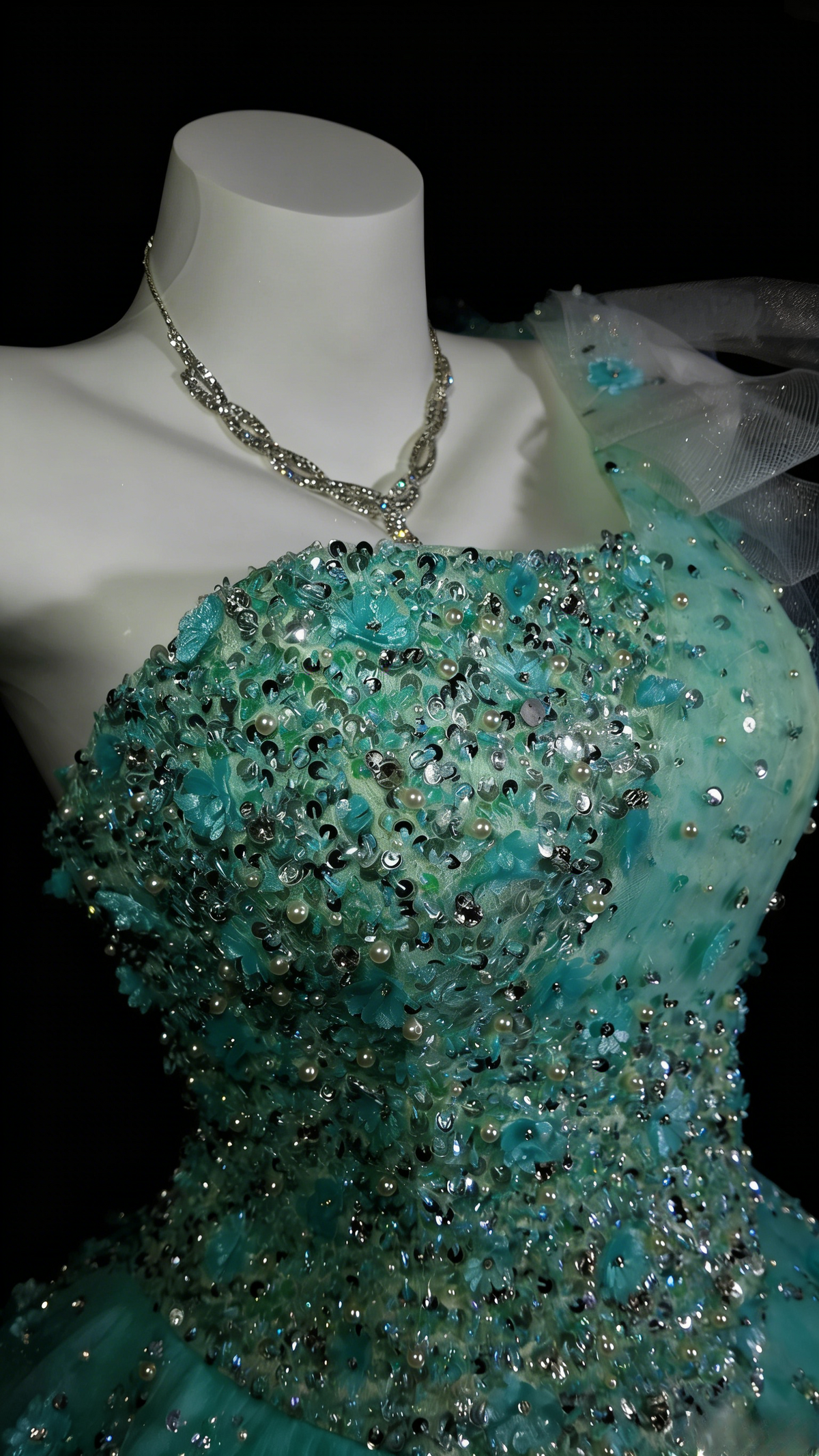 Sweet 16 Dress Blue One Shoulder Tulle Ball Gown With Beading Sweet Sixteen Dress RB9939