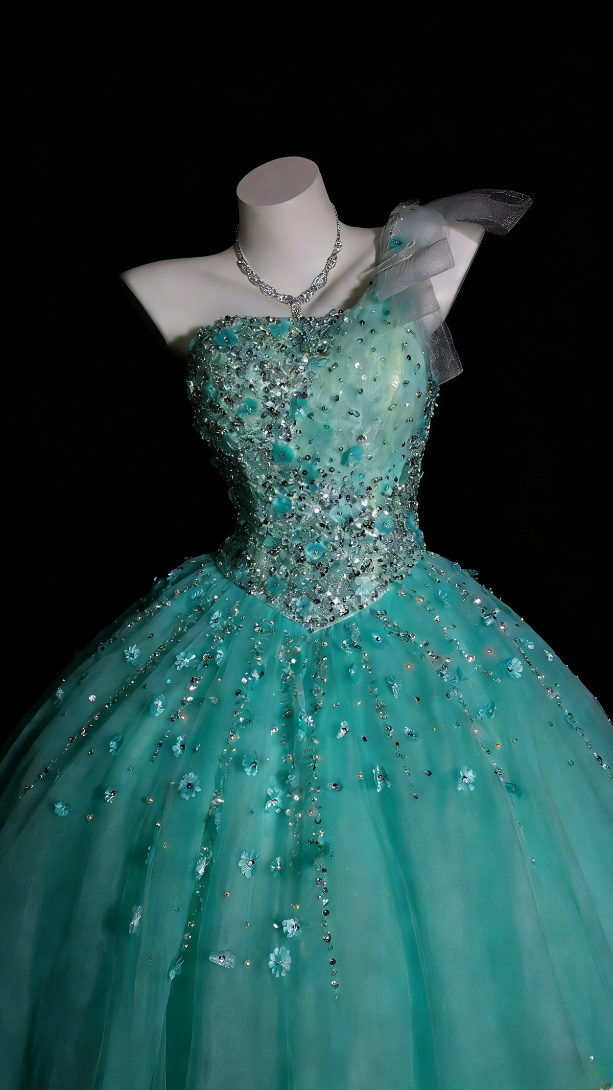 Sweet 16 Dress Blue One Shoulder Tulle Ball Gown With Beading Sweet Sixteen Dress RB9939