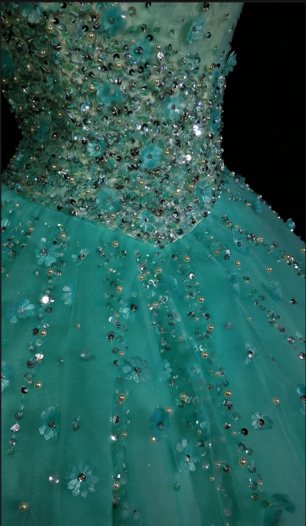 Sweet 16 Dress Blue One Shoulder Tulle Ball Gown With Beading Sweet Sixteen Dress RB9939