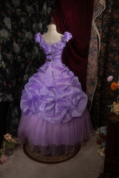 Sweety Ball Gown Square With Satin Long Beading Tiered Flowers Grape Quince Dress inspo Party Gowns Sweet 16 Outfits RB8283