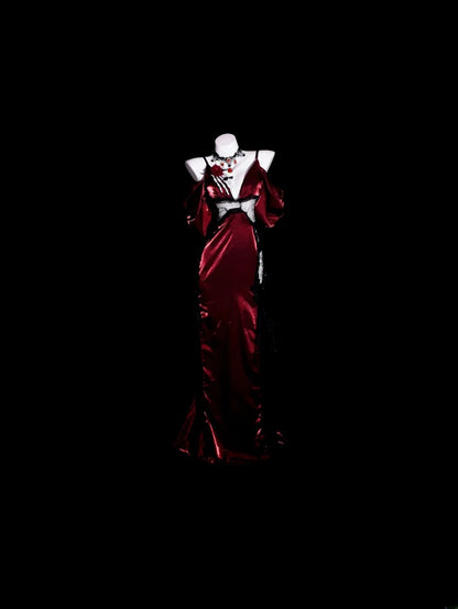 Burgundy Prom Dress Inspo Mermaid Spaghetti Straps Satin Modest Long Formal Party Gown RB9940