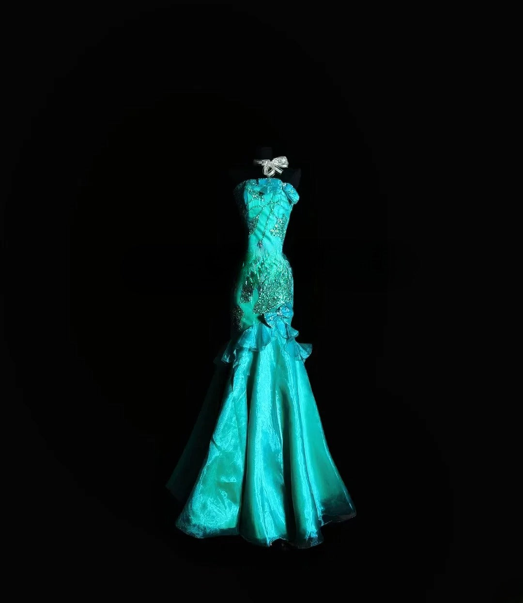 Vintage Mermaid Strapless Green With Beading Lace Prom Dress Formal Dress Party Dresses RB7125