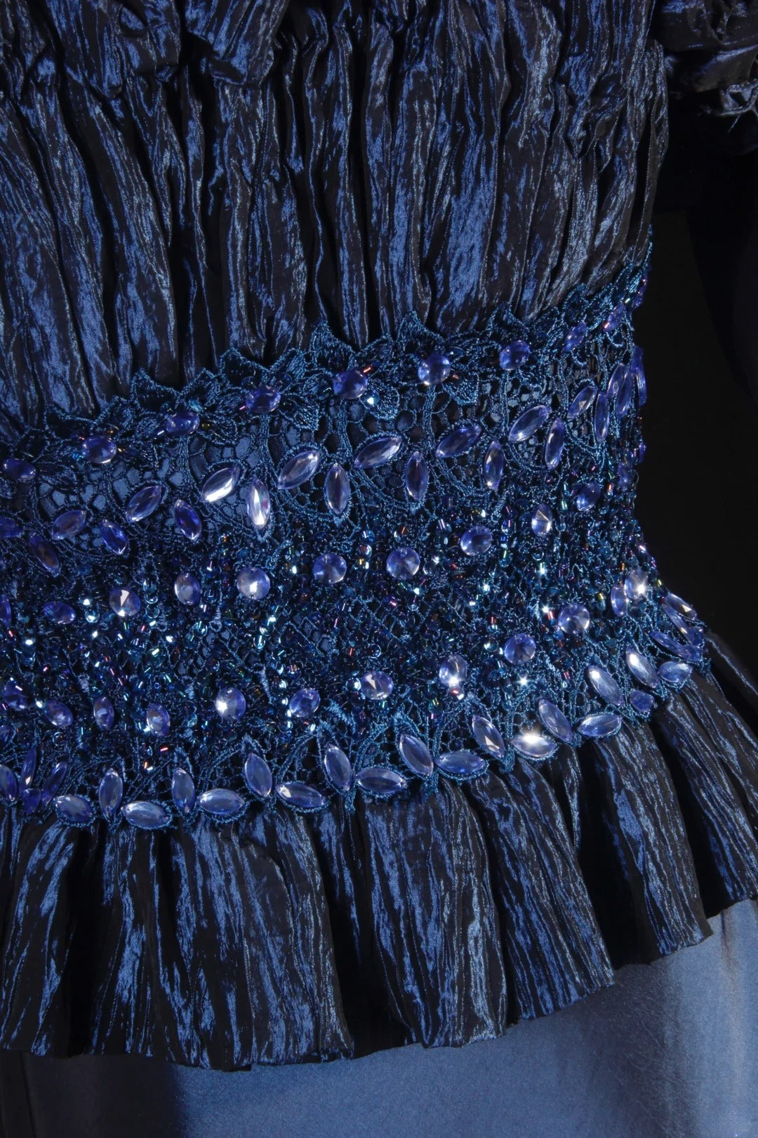 Retro-Stil der 70er und 60er Jahre: A-Linien-Kleid, trägerlos, marineblau mit Strasssteinen, ärmellos, langes Ballkleid, Abendkleid, Partykleid AS146
