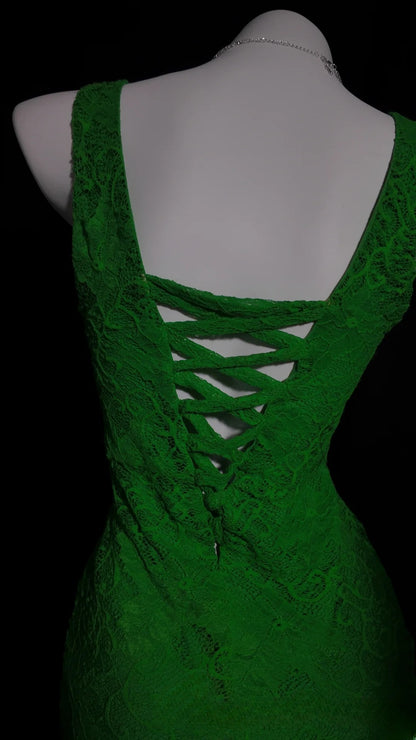 Green Prom Dress Inspo Mermaid V Neck Lace Slit Modest Long Formal Party Gown RB9941