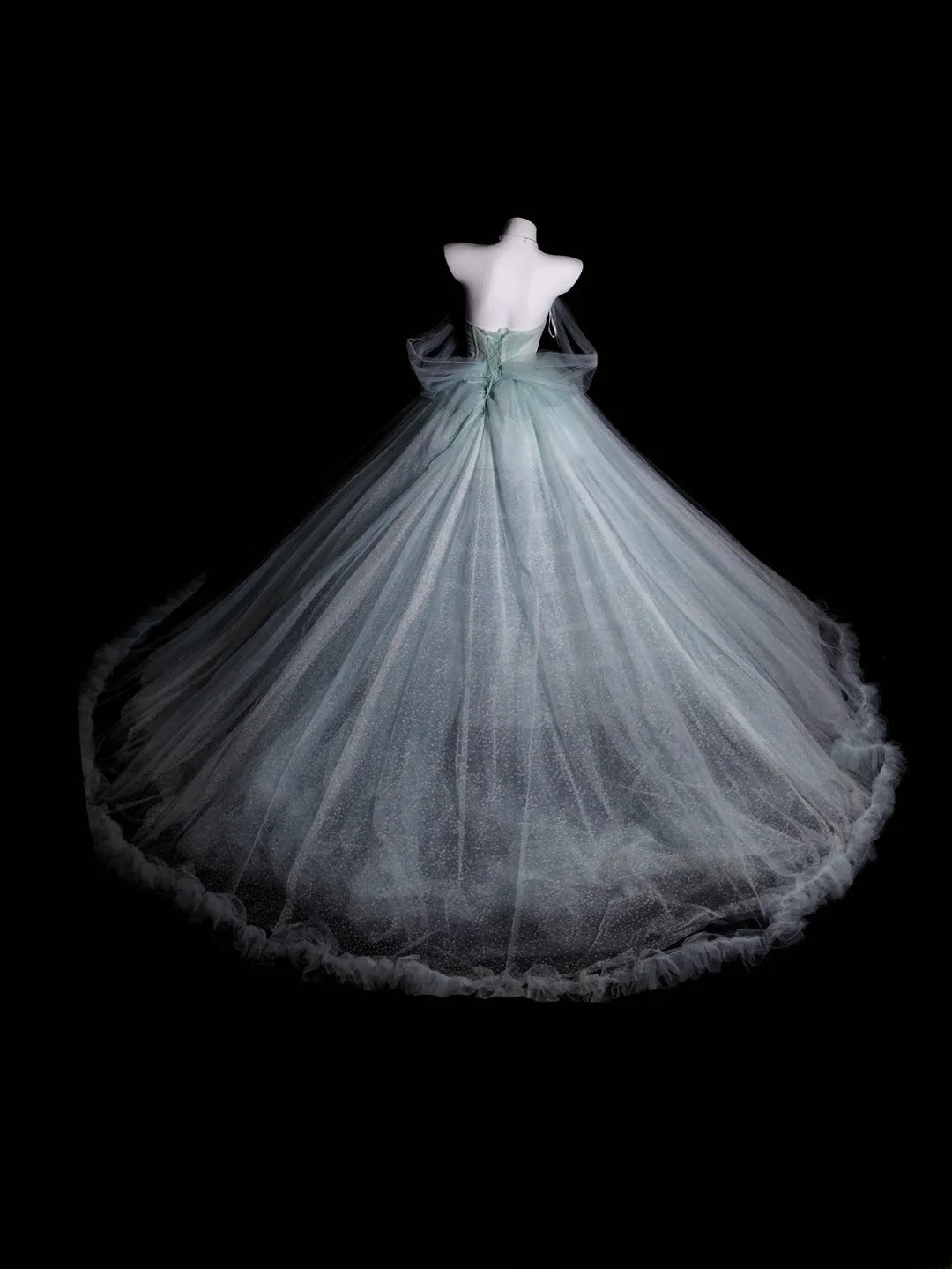 Sweet 16 Dress Blue Off Shoulder Tulle Ball Gown With Sleeves Sweet Sixteen Dress RB9942