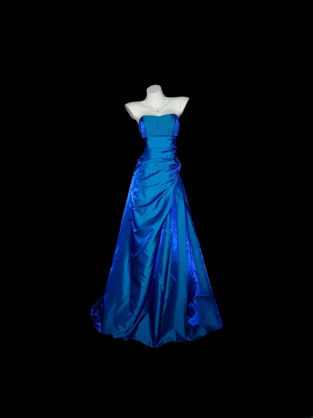 Blue Prom Dress Ball Gown Strapless With Beading Floor Length Formal Party Gown RB9943
