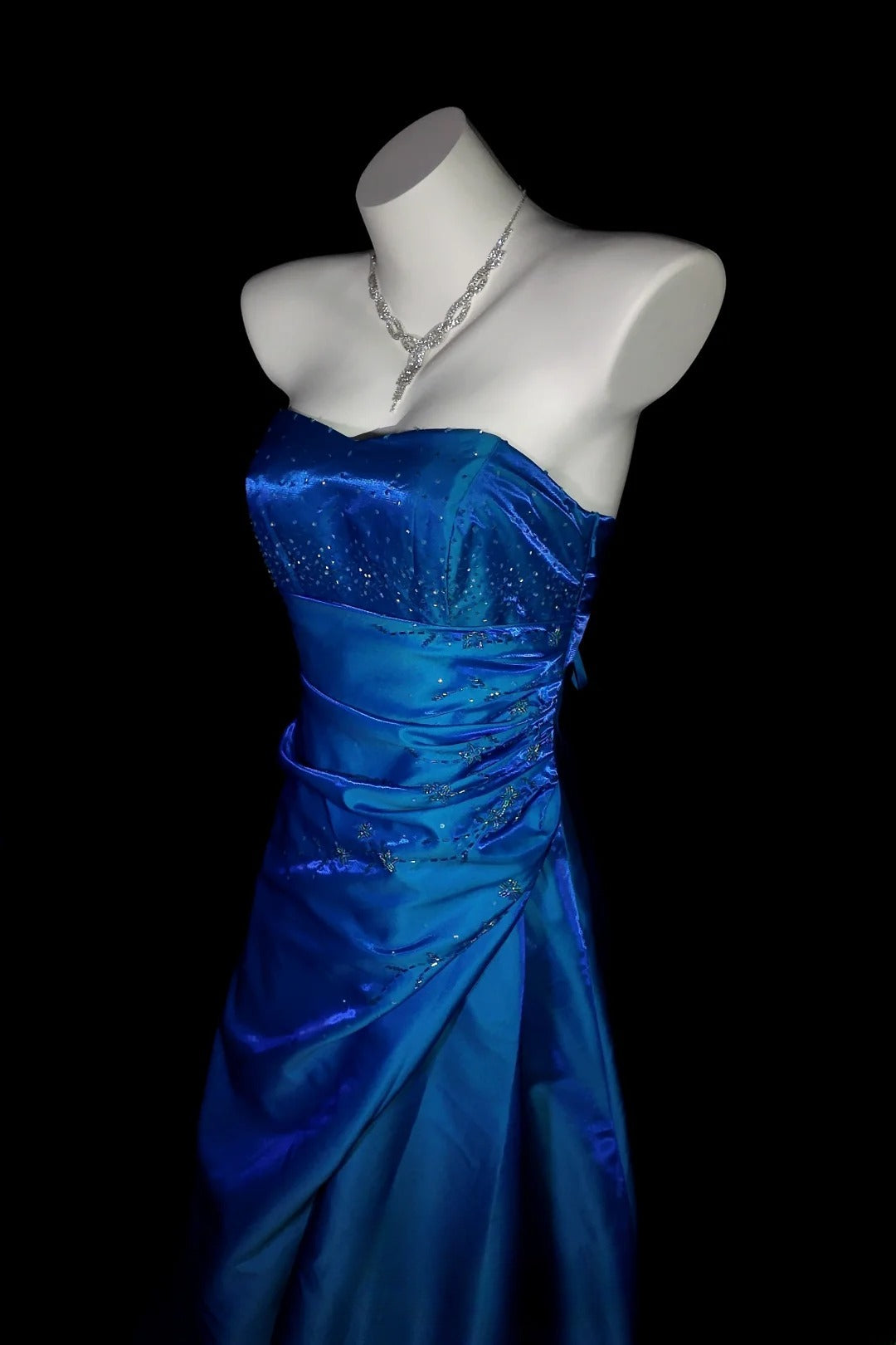 Blue Prom Dress Ball Gown Strapless With Beading Floor Length Formal Party Gown RB9943