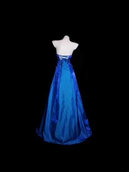 Blue Prom Dress Ball Gown Strapless With Beading Floor Length Formal Party Gown RB9943