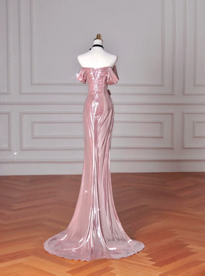 Sexy Mermaid Off The Shoulder Pink Sequin Prom Dress Inspiration Long Party Formal Prom Dresses AU193