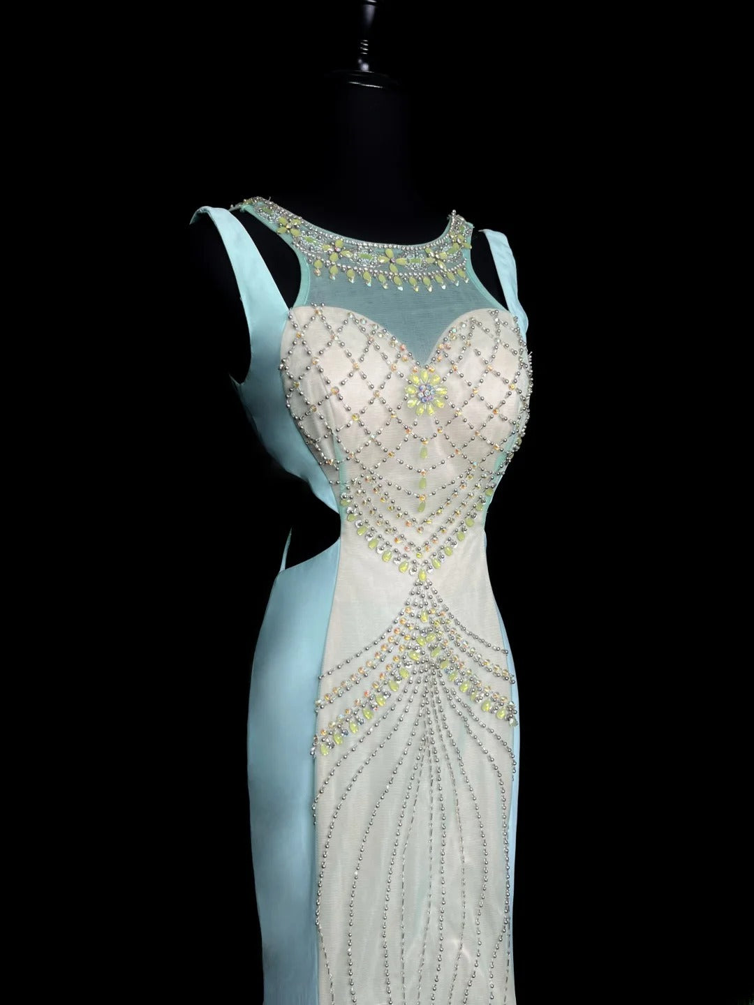 Classy Prom Dresses Mermaid Jewel Neck White Tulle With Crystals Long Party Gown Formal Outfits RB5964