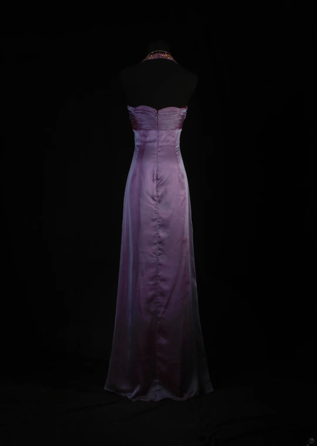 Retro-Stil der 70er und 60er Jahre: A-Linien-Kleid mit Neckholder, lila mit Strasssteinen und Cape, ärmellos, langes Ballkleid, Partykleid AS152