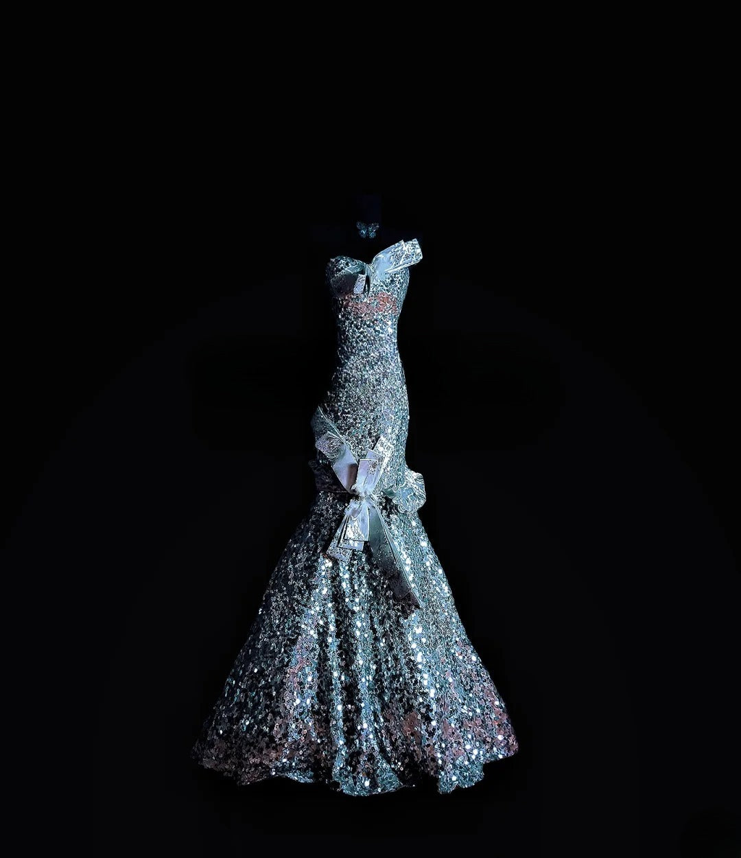 Sparkly Mermaid Sweetheart Silver Sequin Prom Dress Formal Dress Party Dresses RB7131