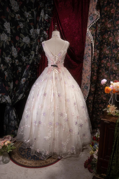 Chic Ball Gown V Neck Tulle Pink Long With Appliqued Quince Dress inspo Party Gowns Sweet 16 Outfits RB8290