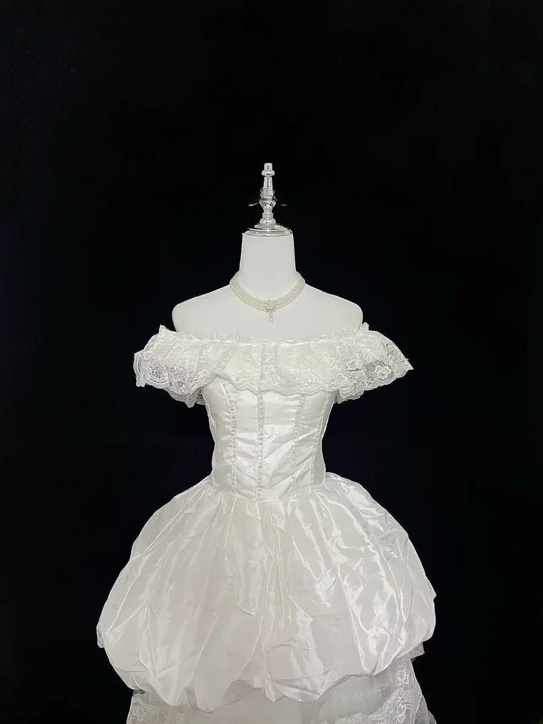 Vintage Ball Gown Off The Shoulder Short Ivory With Tiered Layers Brides Gown Bridal Dress Wedding Dresses Style RB7533