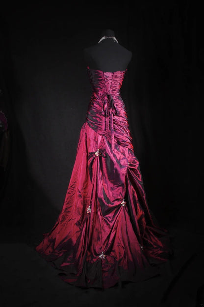 Vintage 50s 1950s Formal Mermaid Sweetheart Burgundy Wine Red Pleated With Beaded Style Impress Long Prom Dresses Party Formal Gowns AS153