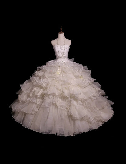 Sweet 16 Dress White Strapless Sleeveless Ball Gown With Tiered Layers Sweet Sixteen Dress RB9947