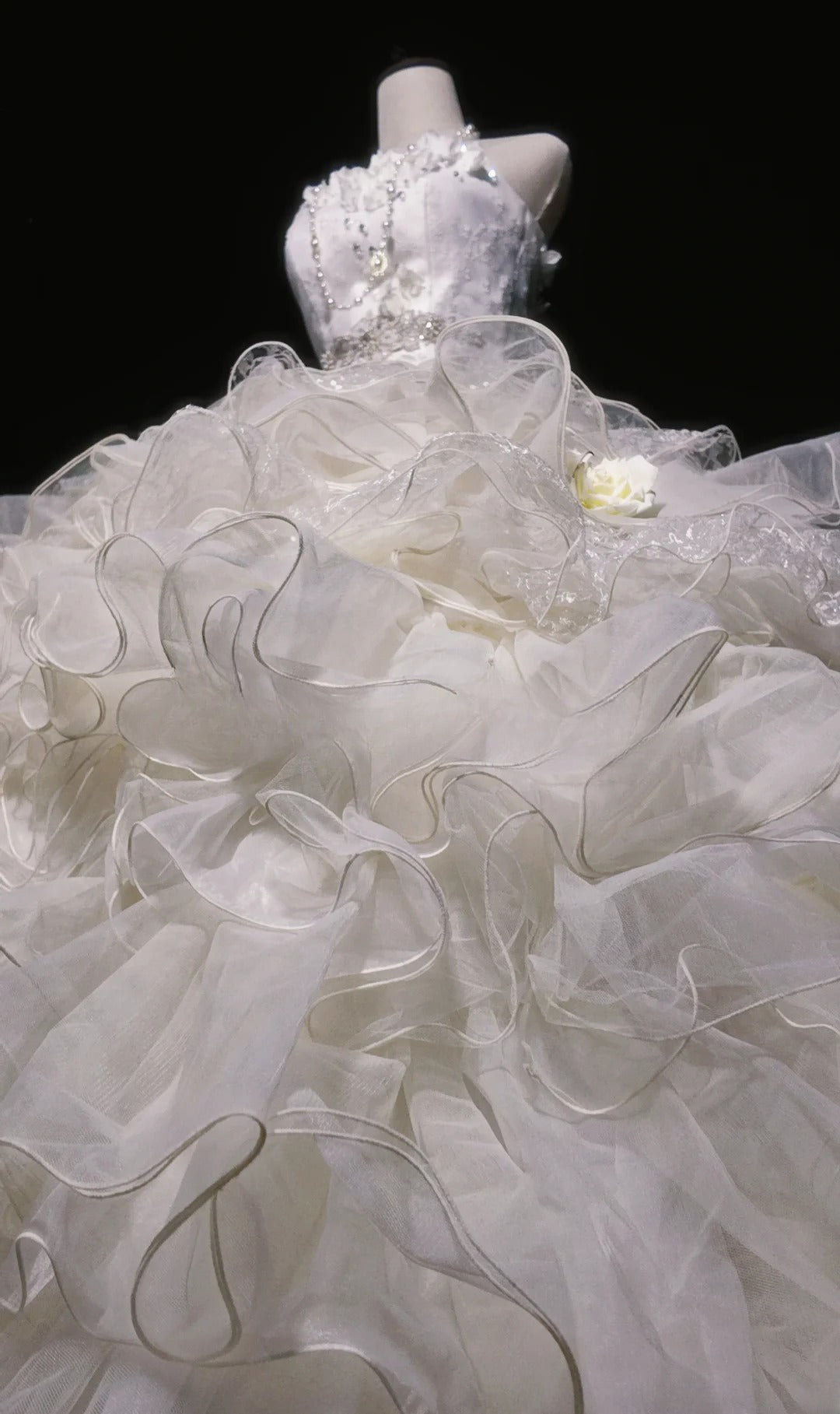 Sweet 16 Dress White Strapless Sleeveless Ball Gown With Tiered Layers Sweet Sixteen Dress RB9947
