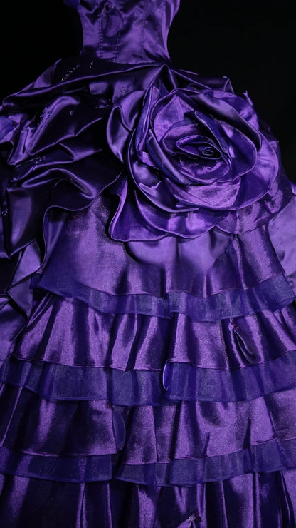 Sweet 16 Dress Purple Strapless Sleeveless Ball Gown With Tiered Layers Sweet Sixteen Dress RB9948