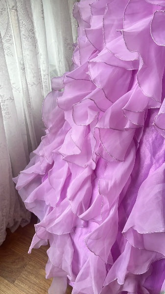 Süßes Quinceanera-Ballkleid für den 15. Geburtstag, trägerlos, Flieder, mit gestuften Lagen, langes Kleid für den 15. Geburtstag RC0521