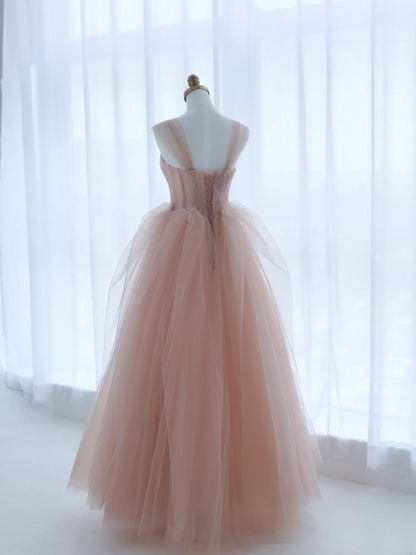 Robe de bal ravissante en tulle rose à décolleté cœur, longue robe de bal, tenue idéale pour un 18e anniversaire, robe de bal AS158