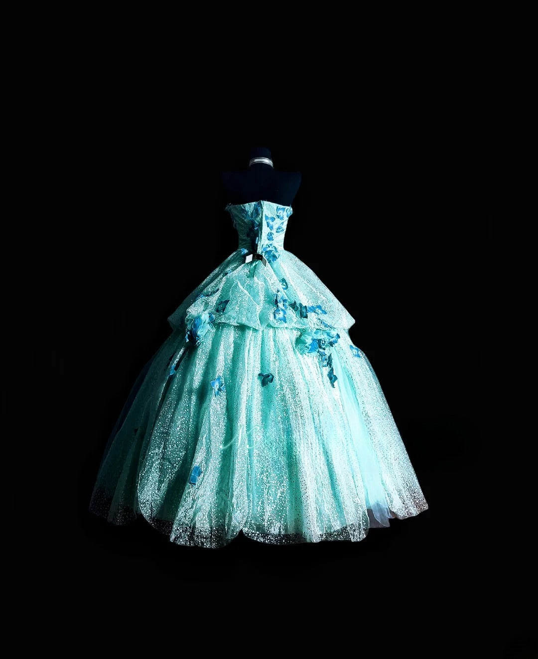 Modest Ball Gown Strapless Blue Tulle Long Quinceañera Dress Moda 2000 15 Quinceanera Dresses Ideas Sweet 16 Outfits RB7144