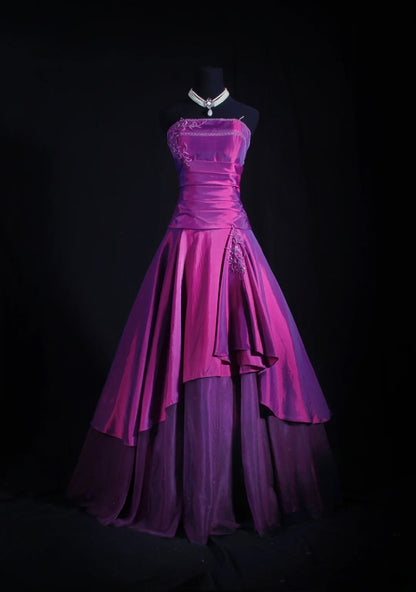 Vintage-Ballkleid, trägerloses, lilafarbenes Abendkleid im Stil der 1950er Jahre – ein beeindruckendes langes Abendkleid für Partys und festliche Anlässe (AS160).