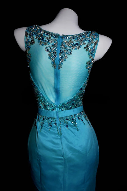 Prom Dresses Mermaid Scoop Satin With Beading Floor Length Formal Party Gown RB9952