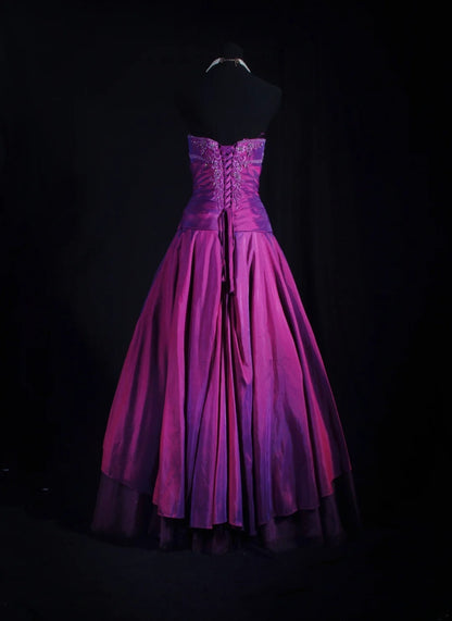 Vintage-Ballkleid, trägerloses, lilafarbenes Abendkleid im Stil der 1950er Jahre – ein beeindruckendes langes Abendkleid für Partys und festliche Anlässe (AS160).
