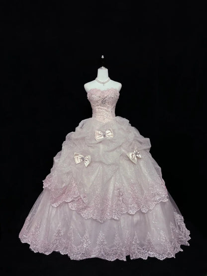 Cute Ball Gown Sweetheart Pink With Appliqued Long Quince Dress Voluminous Sweet 16 Sweet Sixteen Outfits Vestido de 15 RB7541