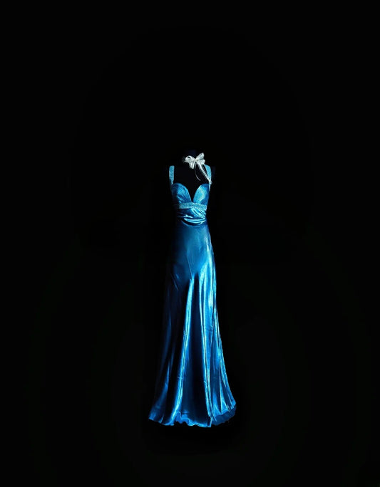 Beautiful Mermaid Sweetheart Satin Backless Blue Prom Dress Formal Dress Party Dresses RB7147