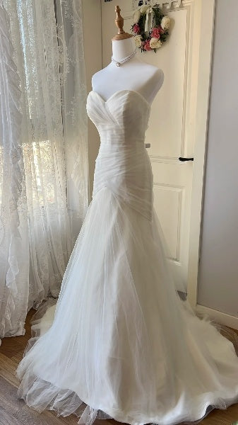 Chic Wedding Dress Mermaid Sweetheart White Tulle With Ruffled Summer Bridal Gown RC0526