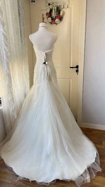 Chic Wedding Dress Mermaid Sweetheart White Tulle With Ruffled Summer Bridal Gown RC0526