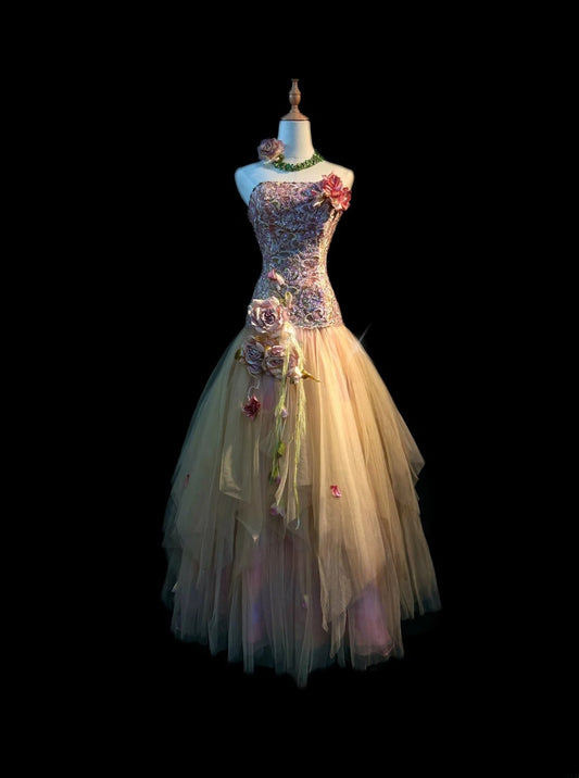 Vintage Prom Dresses Meerjungfrau Neckholder-Kleider Champagner Tüll Mit Spitze Ärmellos Lange Abendformelle Outfits RB3599