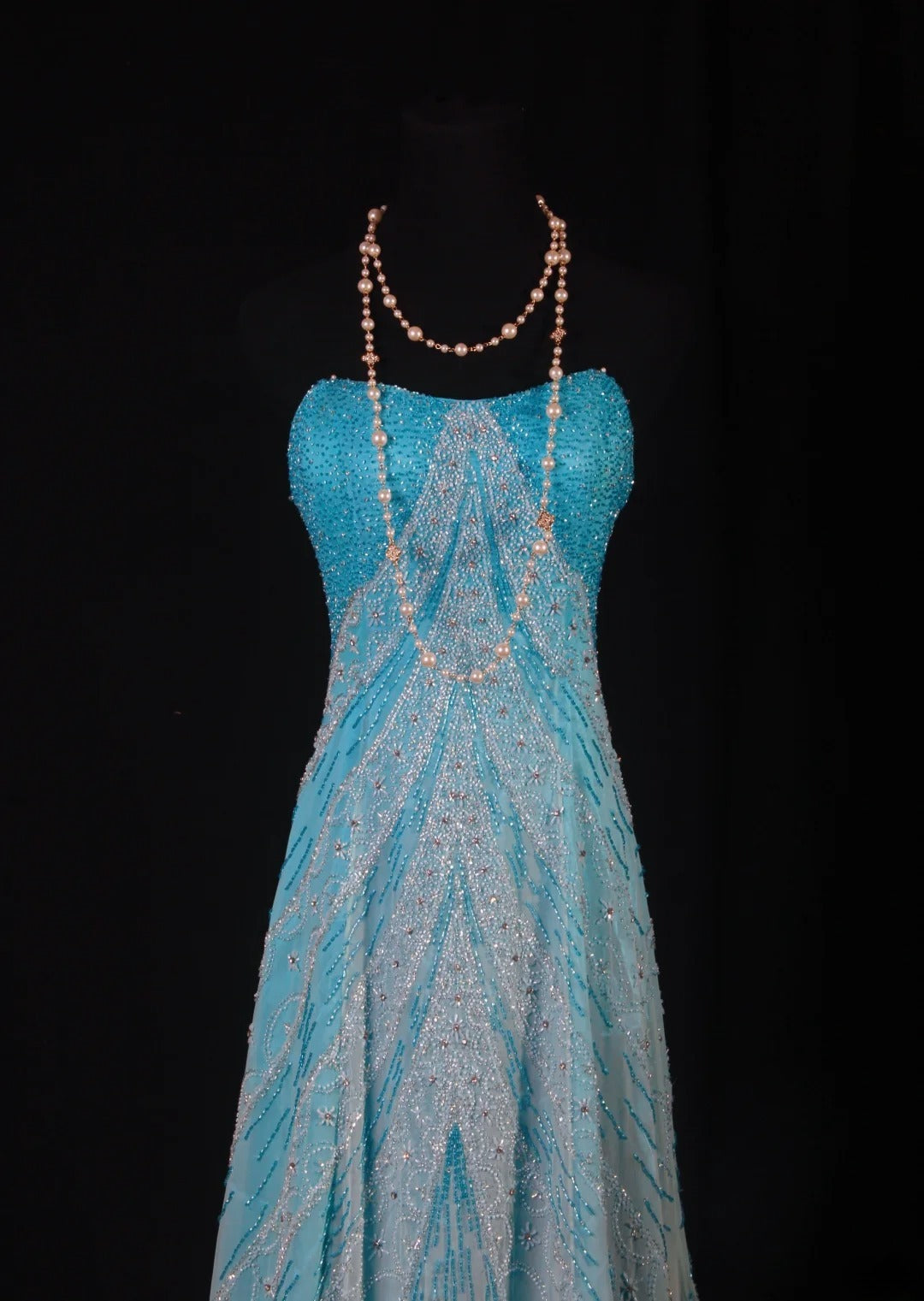 Funkelnde Ballkleider im ästhetischen A-Linien-Stil, trägerlos, blau mit Perlen, Inspiration, beeindruckend, langes, festliches, halbformelles Kleid für Teenager und Gymnasien AS163