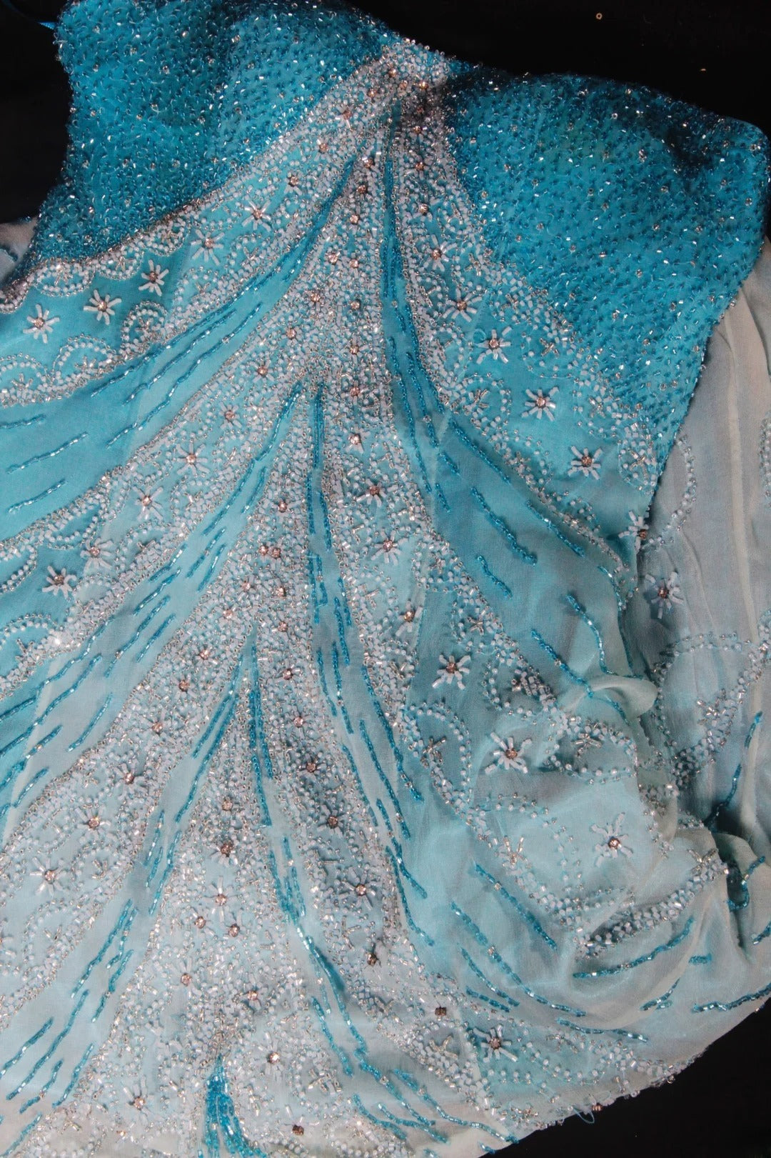 Funkelnde Ballkleider im ästhetischen A-Linien-Stil, trägerlos, blau mit Perlen, Inspiration, beeindruckend, langes, festliches, halbformelles Kleid für Teenager und Gymnasien AS163