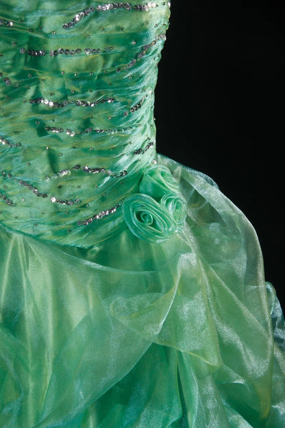 Robe de bal chic sans bretelles verte courte pour un 16e anniversaire, robe de cocktail en organza AS165