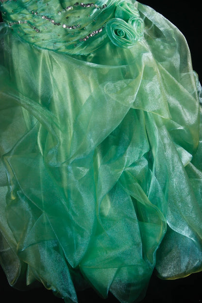 Robe de bal chic sans bretelles verte courte pour un 16e anniversaire, robe de cocktail en organza AS165