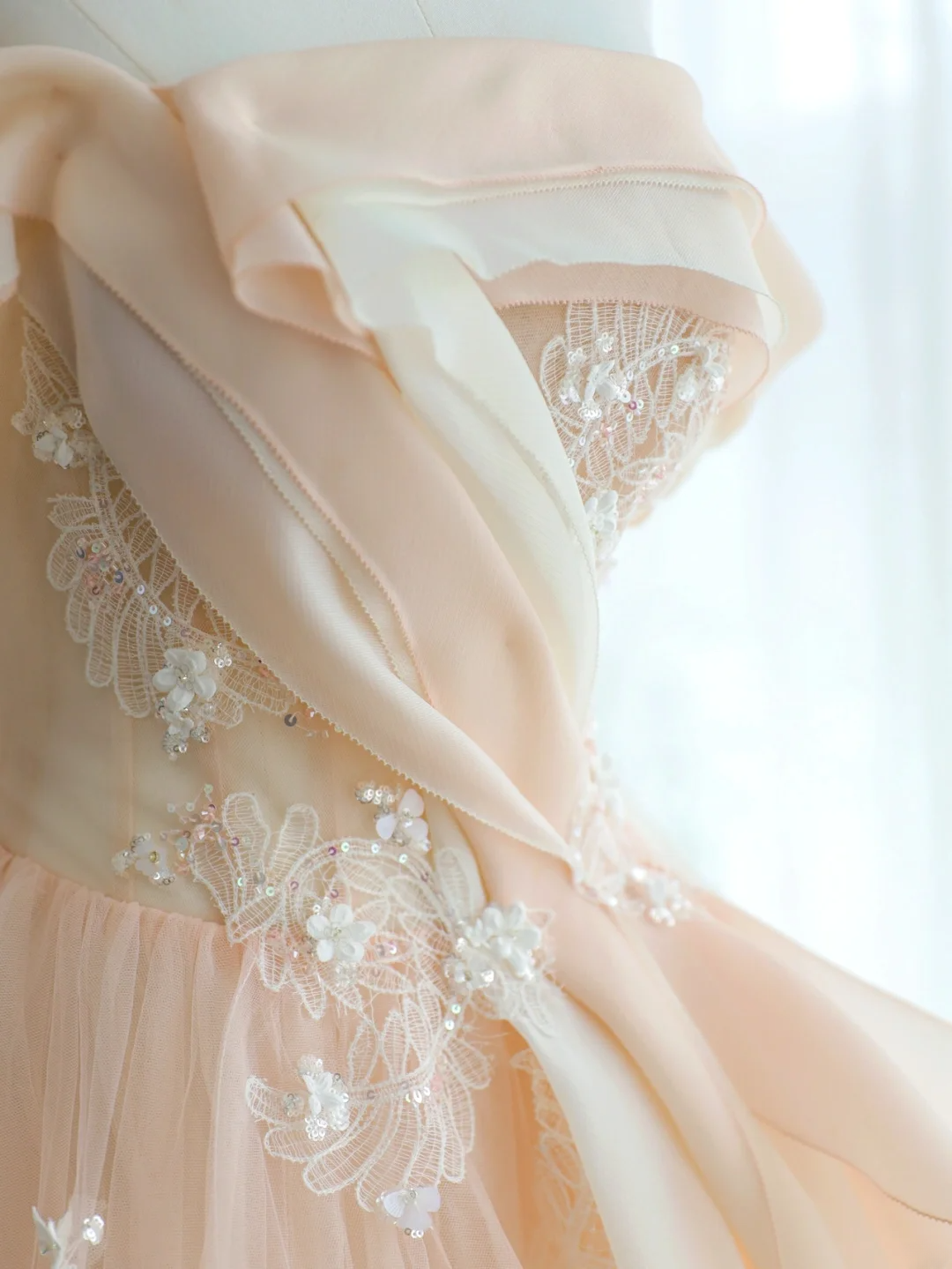 Robe de bal unique à épaules dénudées rose poudré ornée de perles, longue, pour quinceañera, Sweet 15 ou 16 ans, AS168