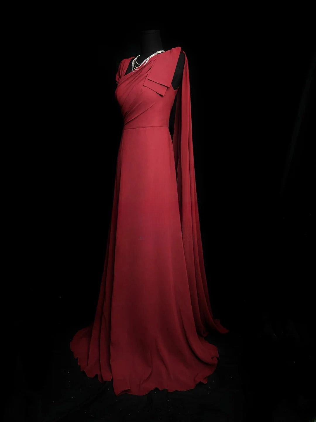 Chic Prom Dresses A line Wine Red Chiffon With Ruffled Sleeveless Long Formal Outfits RB5977
