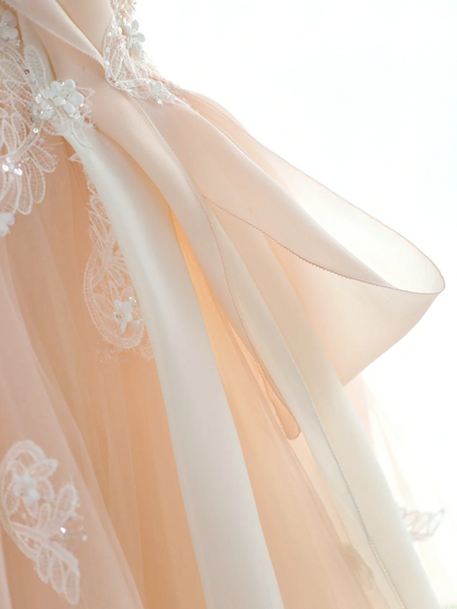 Robe de bal unique à épaules dénudées rose poudré ornée de perles, longue, pour quinceañera, Sweet 15 ou 16 ans, AS168