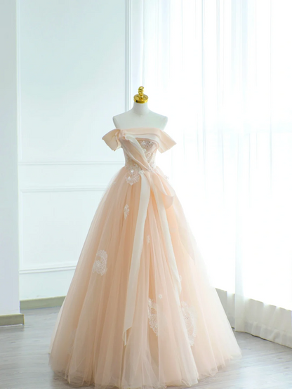 Robe de bal unique à épaules dénudées rose poudré ornée de perles, longue, pour quinceañera, Sweet 15 ou 16 ans, AS168