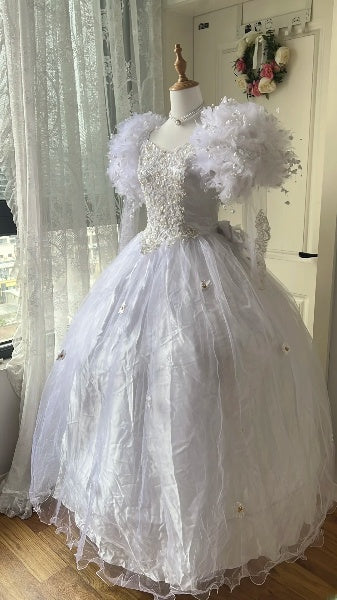Quinceanera-Kleid für den 15. Geburtstag, Ballkleid, fliederfarben, mit Ärmeln, Tüll, langes Kleid zum 15. Geburtstag, RC0529