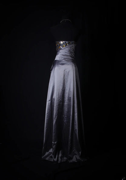 Funkelnde Ballkleider, ästhetisches, trägerloses Etuikleid in Grau mit Perlen, inspirierendes, halbformelles Partykleid für Teenager und Gymnasiasten AS168