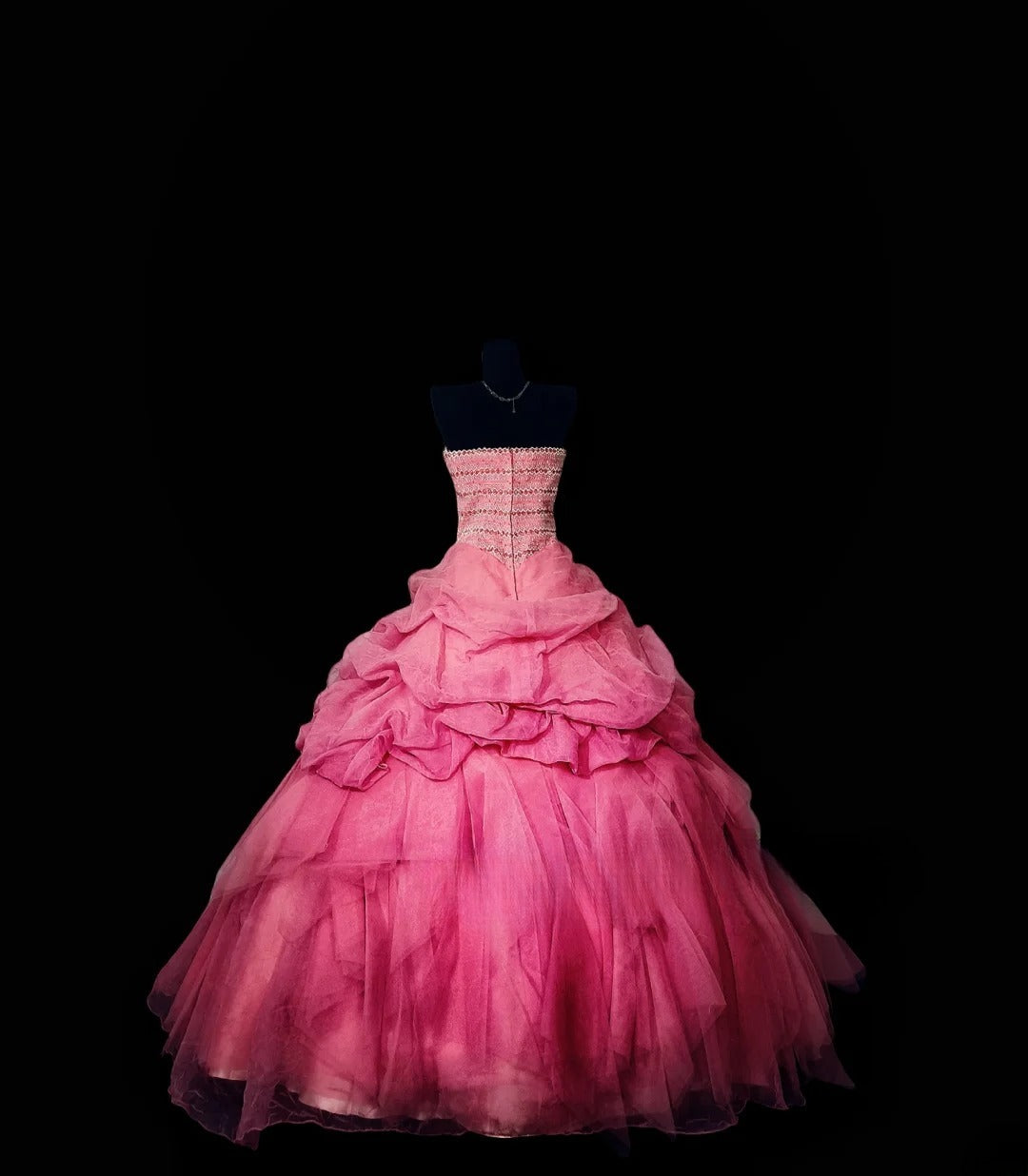 Modest Ball Gown Strapless Pink Tulle Long Quinceañera Dress Moda 2000 15 Quinceanera Dresses Ideas Sweet 16 Outfits RB7154