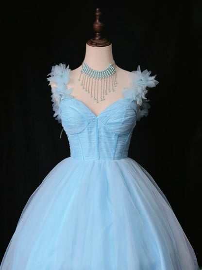 Princess Ball Gown Sweetheart Blue Tulle Knee Length 16th Birthday Gown Homecoming Dresses Ideas Hoco Outfits RB5980