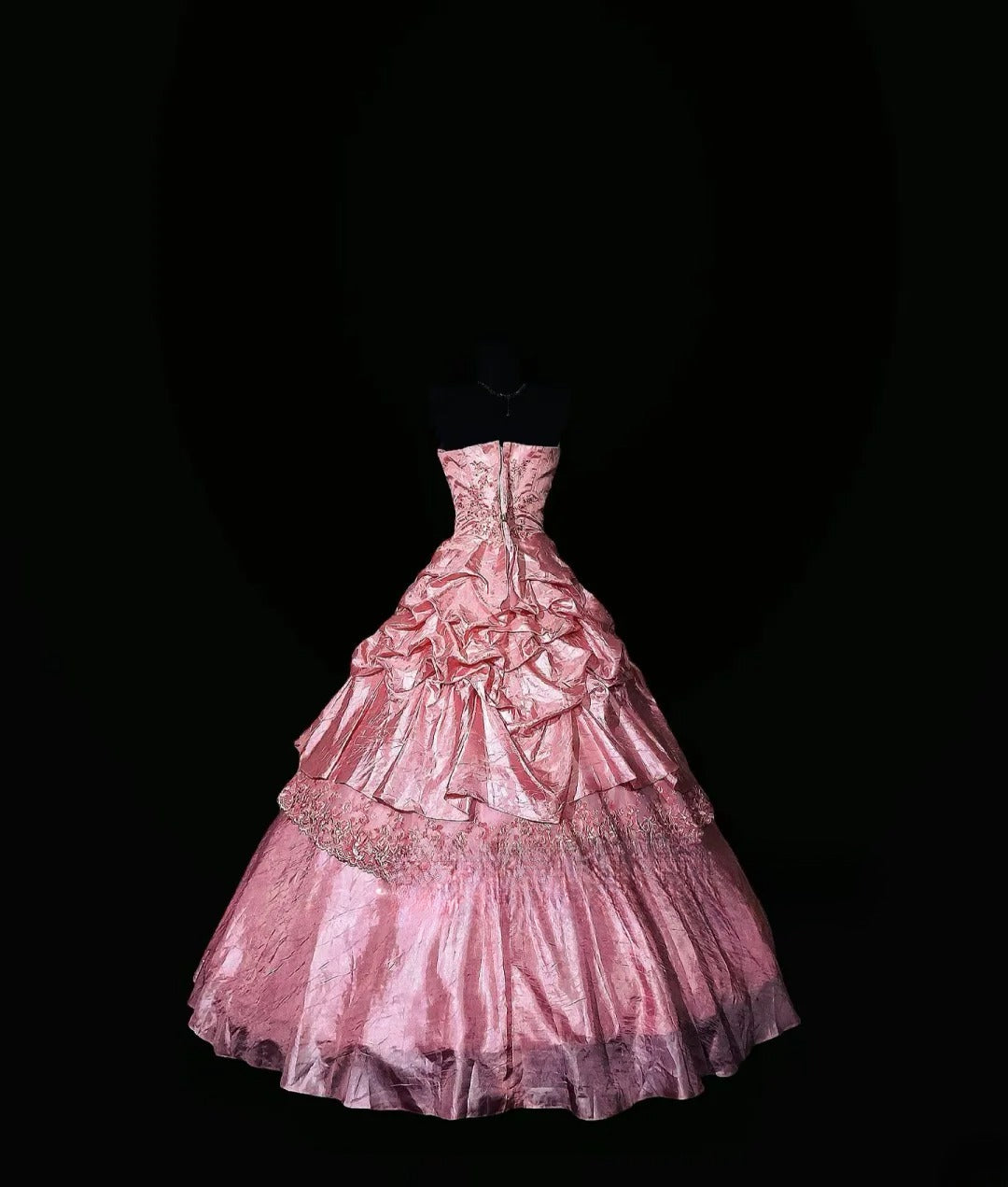 Modest Ball Gown Strapless Pink Taffeta Long Quinceañera Dress Moda 2000 15 Quinceanera Dresses Ideas Sweet 16 Outfits RB7156