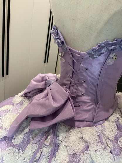 Cute Sweet 16 Dress Lilac Sweetheart Ball Gown With 3D Flowers Tiered Layers Sweet Sixteen Dress RB9964
